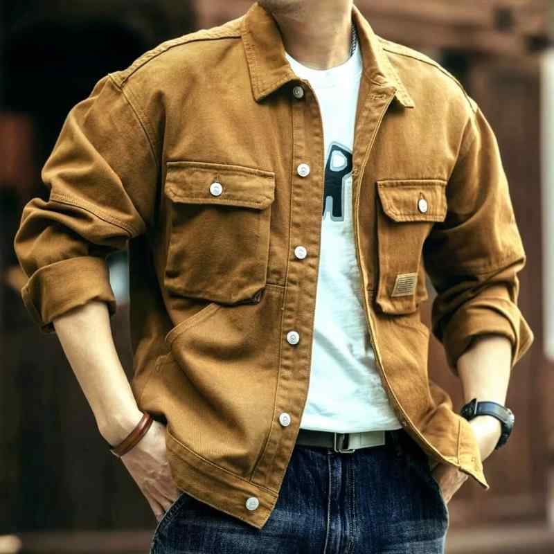楽天リコット秋冬 コーデ メンズ 服 シンプル ファッション オシャレ 大人 かっこいい 大きいサイズ ストリート 紳士服 アメリカン レトロ 立体 バッグ デニム ジャケット ハンティング ジャケット マウンテン ワーク ジャケット