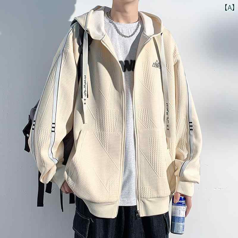 秋冬 コーデ メンズ 服 シンプル ファッション オシャレ 大人 かっこいい 大きいサイズ ストリート 紳士服 アメリカン ジッパー カーディガンフード付き プリント カジュアル 厚手 セーター ジャケット