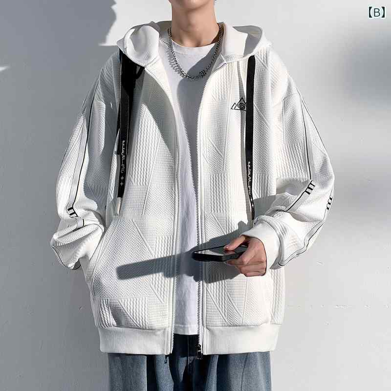 秋冬 コーデ メンズ 服 シンプル ファッション オシャレ 大人 かっこいい 大きいサイズ ストリート 紳士服 アメリカン ジッパー カーディガンフード付き プリント カジュアル 厚手 セーター ジャケット