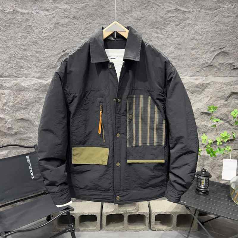 Autumn and winter outfits, men's clothing, simple fashion, fashionable, adult, cool, large size, street men's clothing, lightweight, cotton, Korean style, slim color block jacket