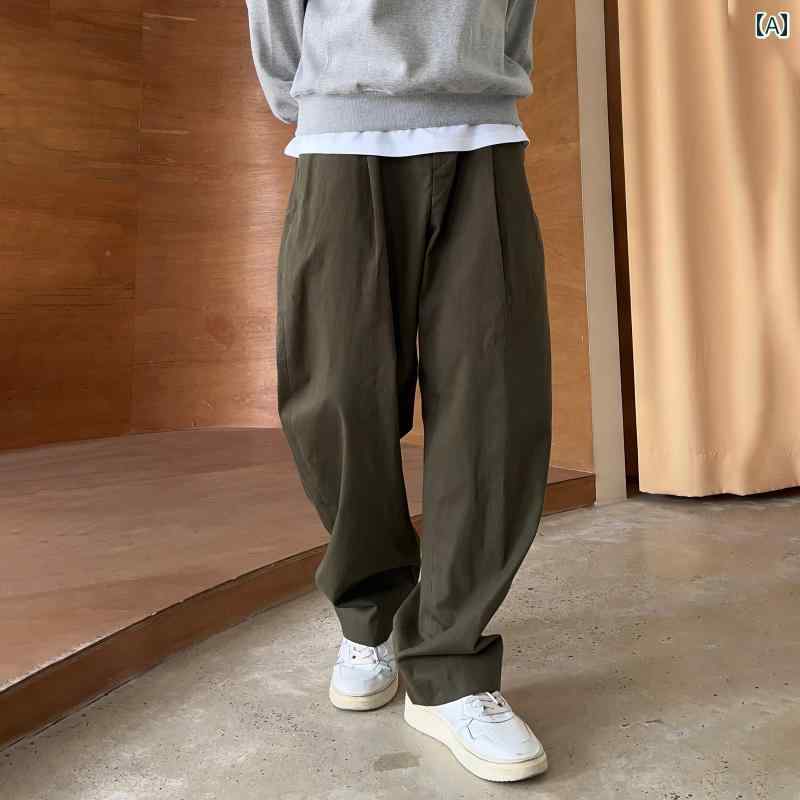 秋冬 コーデ メンズ 服 シンプル ファッション オシャレ 大人 かっこいい 大きいサイズ ストリート 紳士服 ミリタリーグリーン ワークウェア カジュアル パンツ レトロ シンプル ストレート ロング
