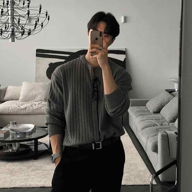秋冬 コーデ メンズ 服 シンプル ファッション オシャレ 大人 かっこいい 大きいサイズ ストリート 紳士服 ニットカーディガン セーター ジャケット カジュアル トップス