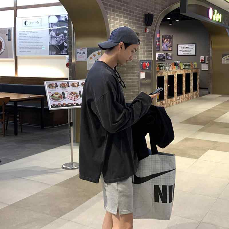 秋冬 コーデ メンズ 服 シンプル ファッション オシャレ 大人 かっこいい 大きいサイズ ストリート 紳士服 ダーク グレー ラウンドネッ..