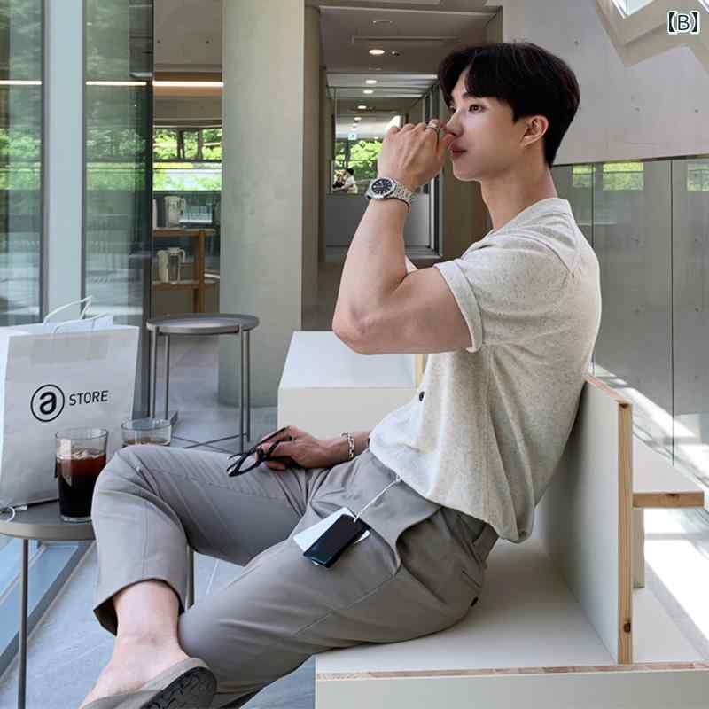 秋冬 コーデ メンズ 服 シンプル ファッション オシャレ 大人 かっこいい 大きいサイズ ストリート 紳士服 半袖 ポロ シャツ 襟 ハイエンド アメリカン レトロ カジュアル ニット T シャツ