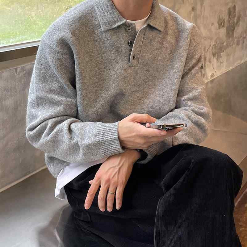 秋冬 コーデ メンズ 服 シンプル ファッション オシャレ 大人 かっこいい 大きいサイズ ストリート 紳士服 ポロ セーター ハイエンド ..