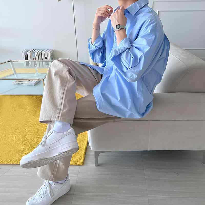 秋冬 コーデ メンズ 服 シンプル ファッション オシャレ 大人 かっこいい 大きいサイズ ストリート 紳士服 無地 長袖 シャツ ハイエンド 韓国スタイル カジュアル ジャケット