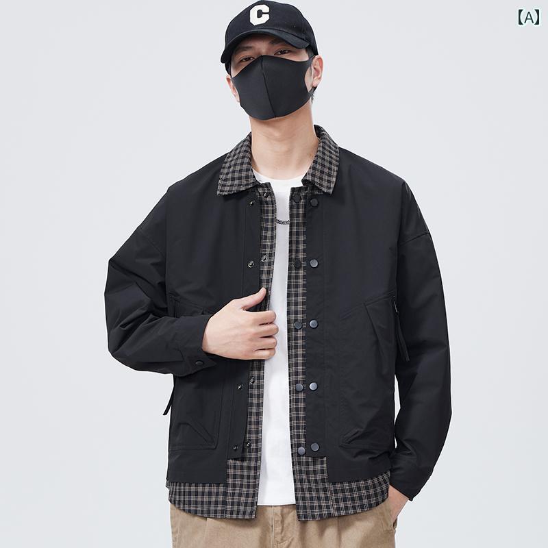 秋冬 コーデ メンズ 服 シンプル ファッション オシャレ 大人 かっこいい 大きいサイズ ストリート 紳士服 フェイク ツーピース ジャケット ワークシャツ トップス