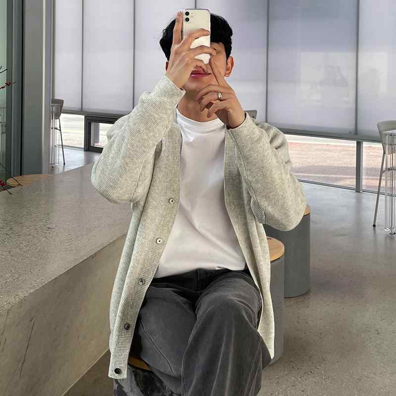 秋冬 コーデ メンズ 服 シンプル ファッション オシャレ 大人 かっこいい 大きいサイズ ストリート 紳士服 Vネック セーター カジュアル 韓国スタイル 無地 薄手 カーディガン ジャケット