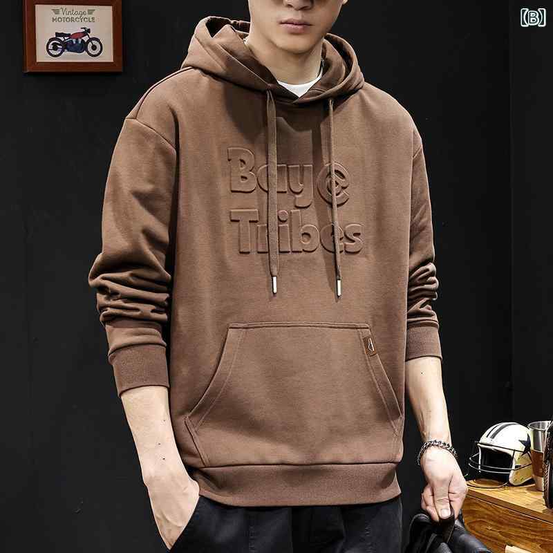 秋冬 コーデ メンズ 服 シンプル ファッション オシャレ 大人 かっこいい 大きいサイズ ストリート 紳士服 フード付き スウェットシャツ 長袖 アメリカン ジャケット 厚着