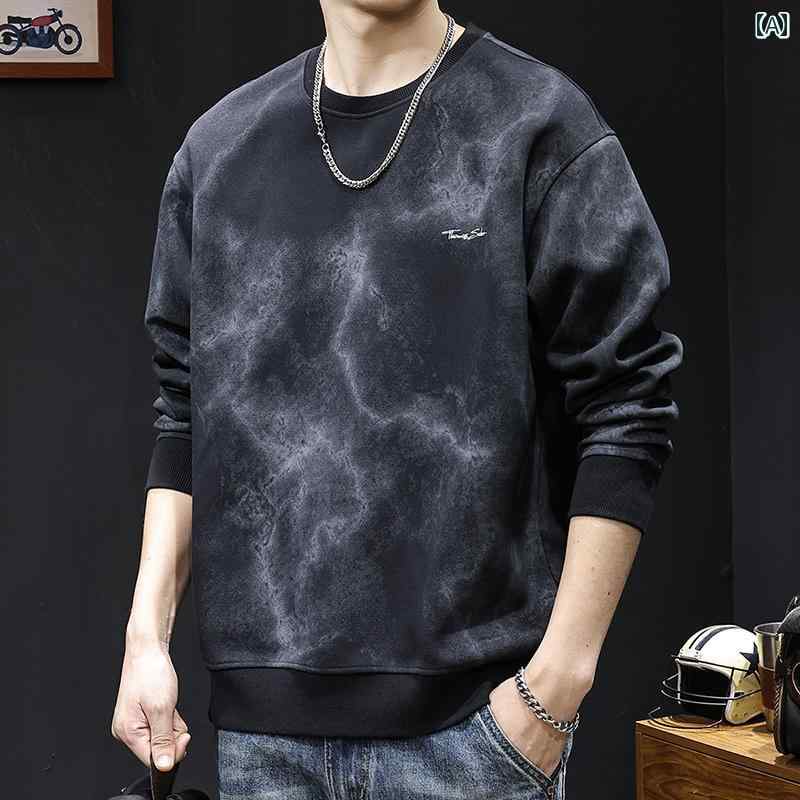 秋冬 コーデ メンズ 服 シンプル ファッション オシャレ 大人 かっこいい 大きいサイズ ストリート 紳士服 アメリカン レトロ ウォッシュ スウェットシャツ 厚手 長袖 服