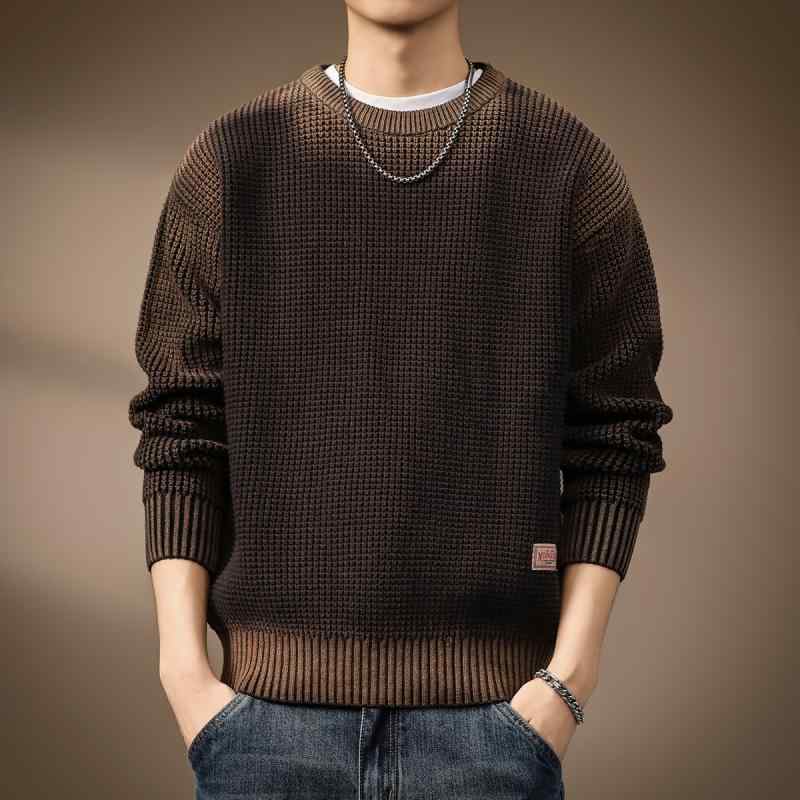 秋冬 コーデ メンズ 服 シンプル ファッション オシャレ 大人 かっこいい 大きいサイズ ストリート 紳士服 ハイエンド アメリカン レトロ スプレー 厚手 セーター ゆったり カジュアル ジャケット