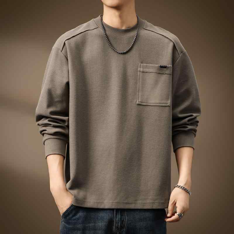 秋冬 コーデ メンズ 服 シンプル ファッション オシャレ 大人 かっこいい 大きいサイズ ストリート 紳士服 ハイエンド アメリカン レトロ ドラゴンアーマー ヘビースウェット シャツ ゆったり 長袖 T