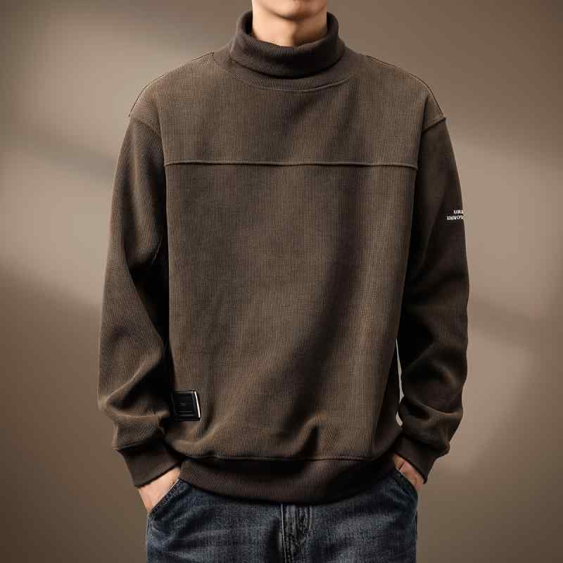 秋冬 コーデ メンズ 服 シンプル ファッション オシャレ 大人 かっこいい 大きいサイズ ストリート 紳士服 ハイエンド 厚手 ハーフ タートルネック シェニール スウェットシャツ コーデュロイ 長袖 ジャケット