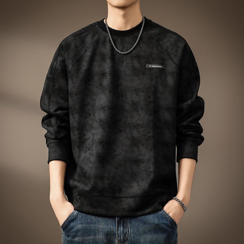 秋冬 コーデ メンズ 服 シンプル ファッション オシャレ 大人 かっこいい 大きいサイズ ストリート 紳士服 ハイエンド 380 グラム ヘビー フル プリント ストライプ ラグラン スウェットシャツ アメリカン ラウンドネック 長袖