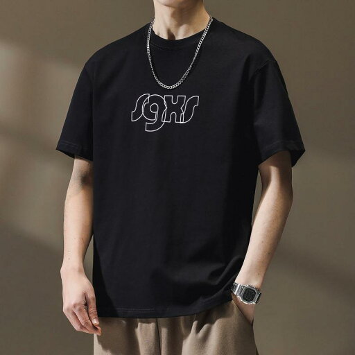 秋冬 コーデ メンズ 服 シンプル ファッション オシャレ 大人 かっこいい 大きいサイズ ストリート 紳士服 アメリカン ストリート 230 グラム ヘビー コットン プリント ラウンドネック ブラック 半袖 T シャツ 秋冬 コーデ メンズ 服 シンプル ファッション オシャレ 大人 かっこいい 大きいサイズ ストリート 紳士服 アメリカン ストリート 230 グラム ヘビー コットン プリント ラウンドネック ブラック 半袖 T シャツ
