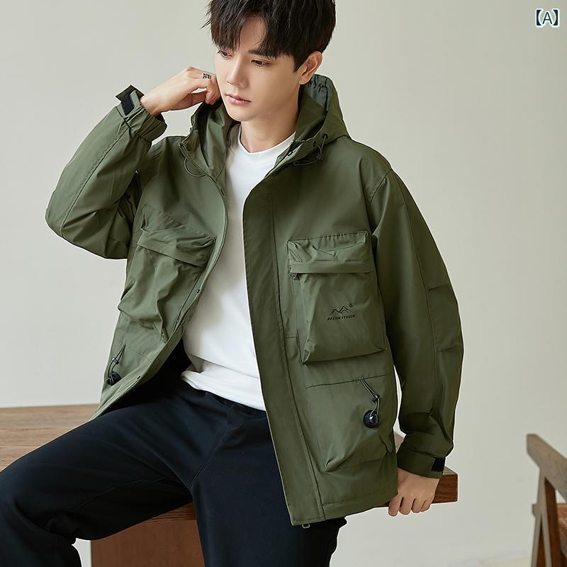 秋冬 コーデ メンズ 服 シンプル ファッション オシャレ 大人 かっこいい 大きいサイズ ストリート 紳士服 アウトドア ジャケット カジュアル フード付き