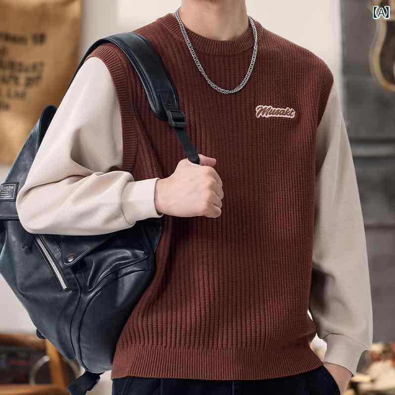 秋冬 コーデ メンズ 服 シンプル ファッション オシャレ 大人 かっこいい 大きいサイズ ストリート 紳士服 厚手 カラー ブロック 長袖 ウール スウェットシャツ ゆったり レイヤリング シャツ セーター ジャケット