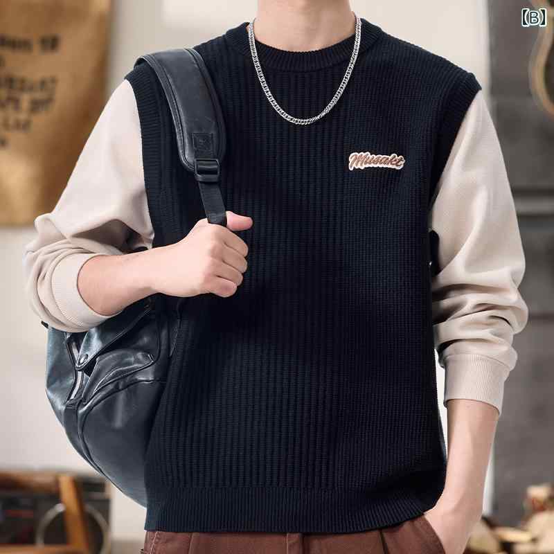 秋冬 コーデ メンズ 服 シンプル ファッション オシャレ 大人 かっこいい 大きいサイズ ストリート 紳士服 厚手 カラー ブロック 長袖 ウール スウェットシャツ ゆったり レイヤリング シャツ セーター ジャケット