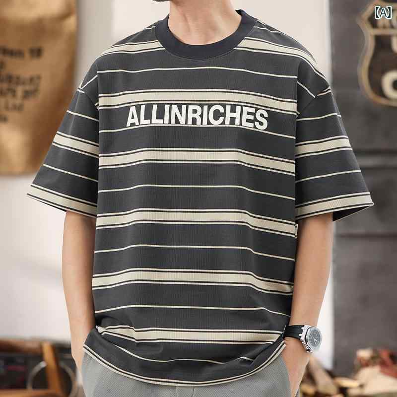 秋冬 コーデ メンズ 服 シンプル ファッション オシャレ 大人 かっこいい 大きいサイズ ストリート 紳士服 レトロ 半袖 T シャツ チェック柄 プリント ハイエンド