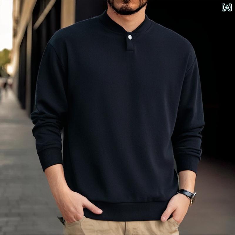 秋冬 コーデ メンズ 服 シンプル ファッション オシャレ 大人 かっこいい 大きいサイズ ストリート 紳士服 ソリッドカラーラウンドネック ヘビー セーター アメリカン カジュアル 長袖 ニットウェア