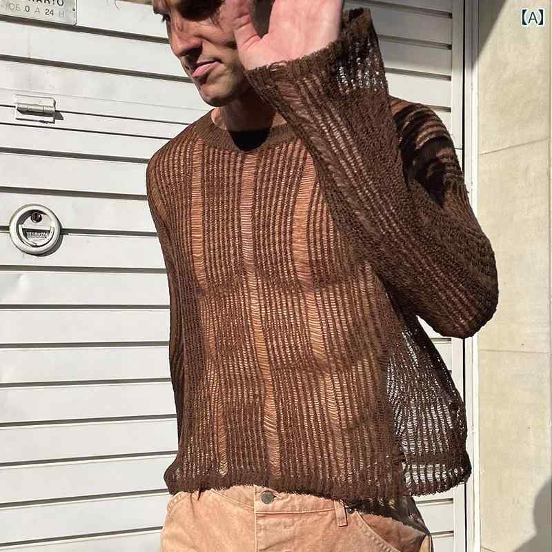 秋冬 コーデ メンズ 服 シンプル ファッション オシャレ 大人 かっこいい 大きいサイズ ストリート 紳士服 アメリカン 長袖 クール シャツ レトロ メッシュ ニット T