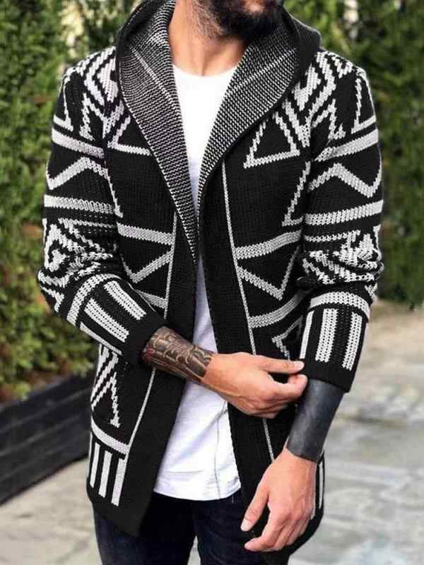 秋冬 コーデ メンズ 服 シンプル ファッション オシャレ 大人 かっこいい 大きいサイズ ストリート 紳士服 アメリカン カーディガン セーター ミドル丈 ジャカードセーター ジャケット ニット ウェア