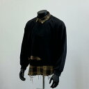 秋冬 コーデ メンズ 服 シンプル ファッション オシャレ 大人 かっこいい 大きいサイズ ストリート 紳士服 アメリカン レトロ チェック柄 セーター ホール フェイク ツーピース ブラック W 3