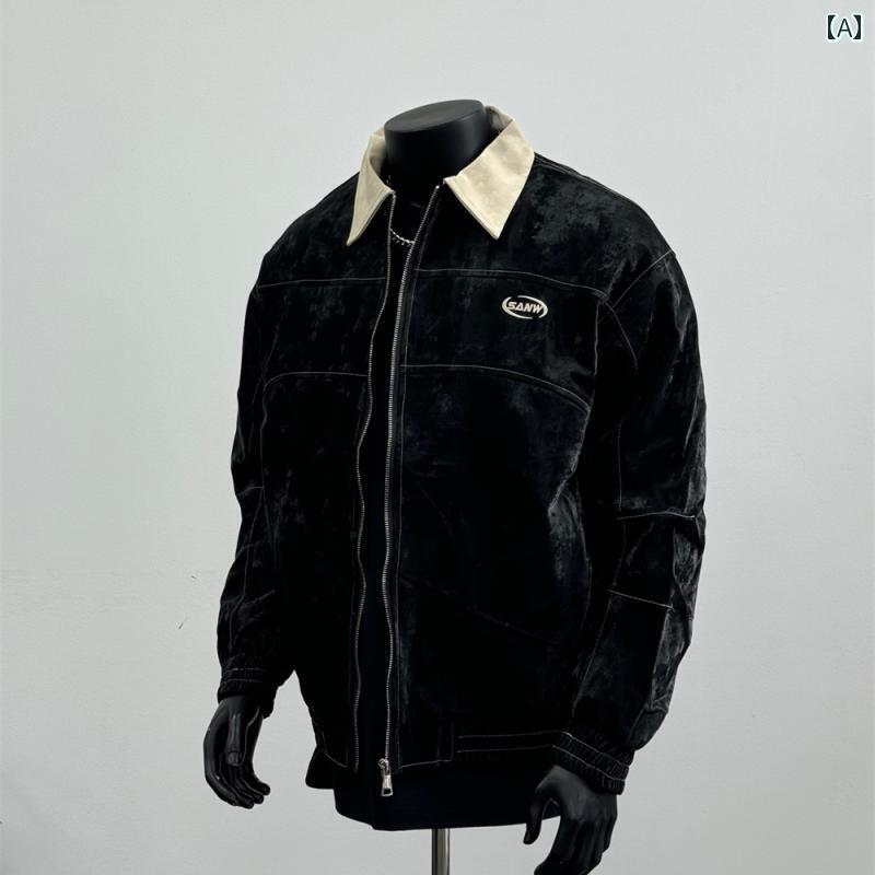 秋冬 コーデ メンズ 服 シンプル ファッション オシャレ 大人 かっこいい 大きいサイズ ストリート 紳士服 アメリカン ジャケット 黒 J 1228