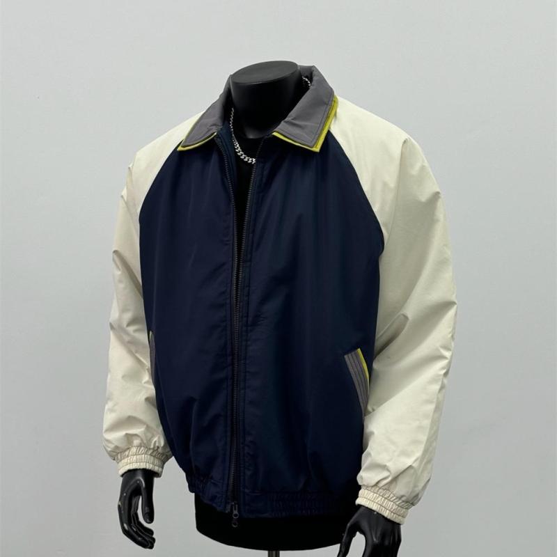 秋冬 コーデ メンズ 服 シンプル ファッション オシャレ 大人 かっこいい 大きいサイズ ストリート 紳士服 レトロ ステッチ コットン コート ネイビーブルー ジャケット MF 15(4.0)