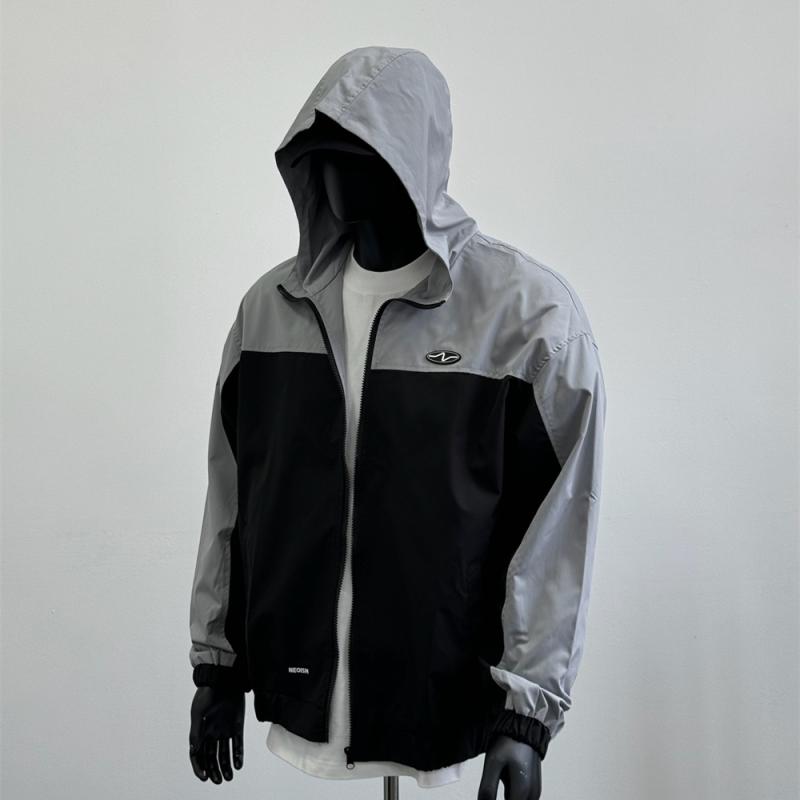 秋冬 コーデ メンズ 服 シンプル ファッション オシャレ 大人 かっこいい 大きいサイズ ストリート 紳士服 アメリカン ステッチ フード付き ジャケット カジュアル 黒 J 0(4.0)