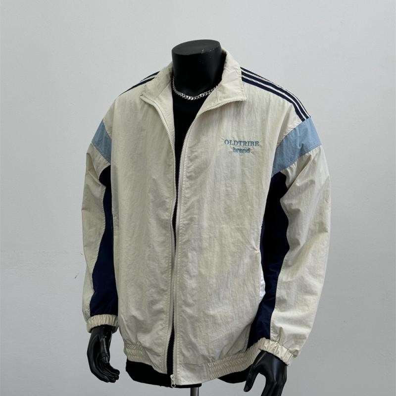秋冬 コーデ メンズ 服 シンプル ファッション オシャレ 大人 かっこいい 大きいサイズ ストリート 紳士服 アメリカン スポーツ スタンドカラー ジッパー ジャケット オフ ホワイト J 93