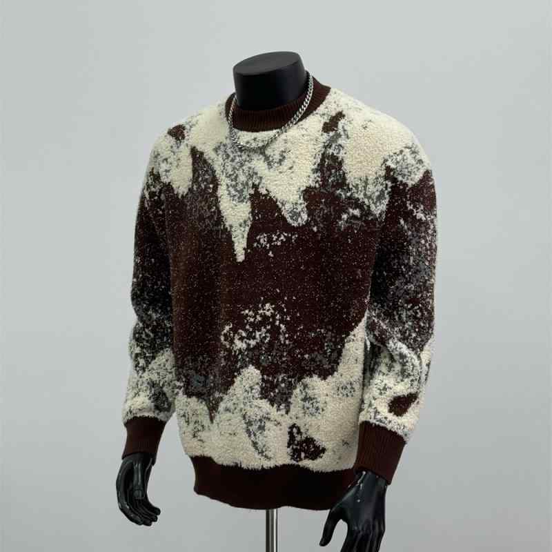 秋冬 コーデ メンズ 服 シンプル ファッション オシャレ 大人 かっこいい 大きいサイズ ストリート 紳士服 アメリカン レトロ グラデーション ジャカード ...