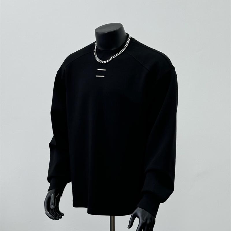 秋冬 コーデ メンズ 服 シンプル ファッション オシャレ 大人 かっこいい 大きいサイズ ストリート 紳士服 水平 線 ラウンドネック スウェットシャツ カップル カジュアル ブラック トップス W 1