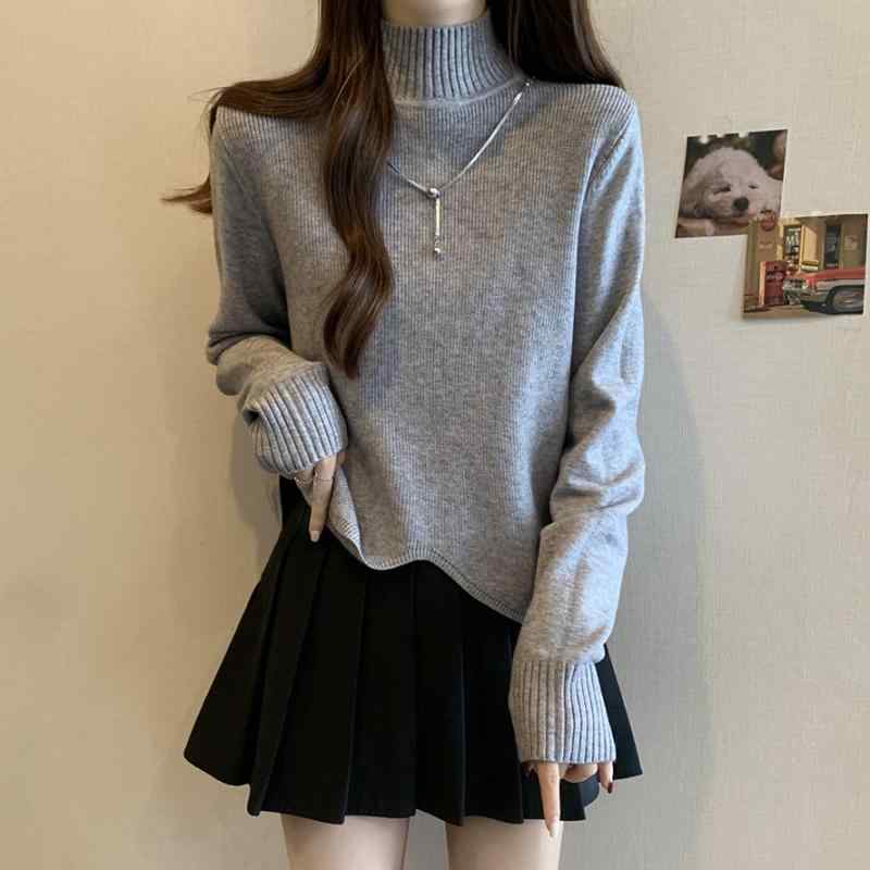 冬コーデ レディース 大人 きれいめ シンプル 上品 着回し ベーシック カジュアル ナチュラル ロングシーズン セーター ハイネック ニット セーター スタイリッシュ インナー トップス ベースレイヤー アウター