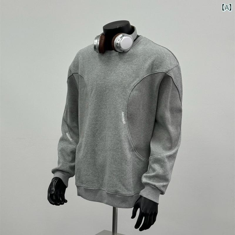 秋冬 コーデ メンズ 服 シンプル ファッション オシャレ 大人 かっこいい 大きいサイズ ストリート 紳士服 アメリカン ヘビー ラウンドネック スウェットシャツ レトロ キャンパス グレー W 33