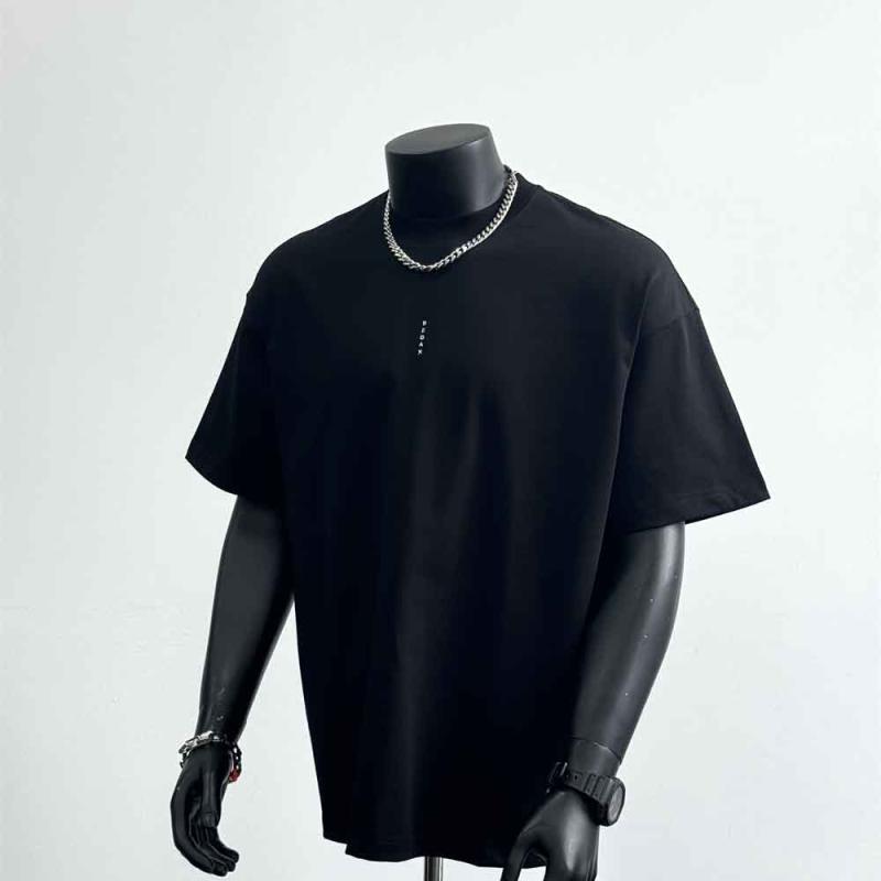 秋冬 コーデ メンズ 服 シンプル ファッション オシャレ 大人 かっこいい 大きいサイズ ストリート 紳士服 ヘビー コットン 半袖 T シャツ 書 アメリカン ゆったり 快適 ブラック