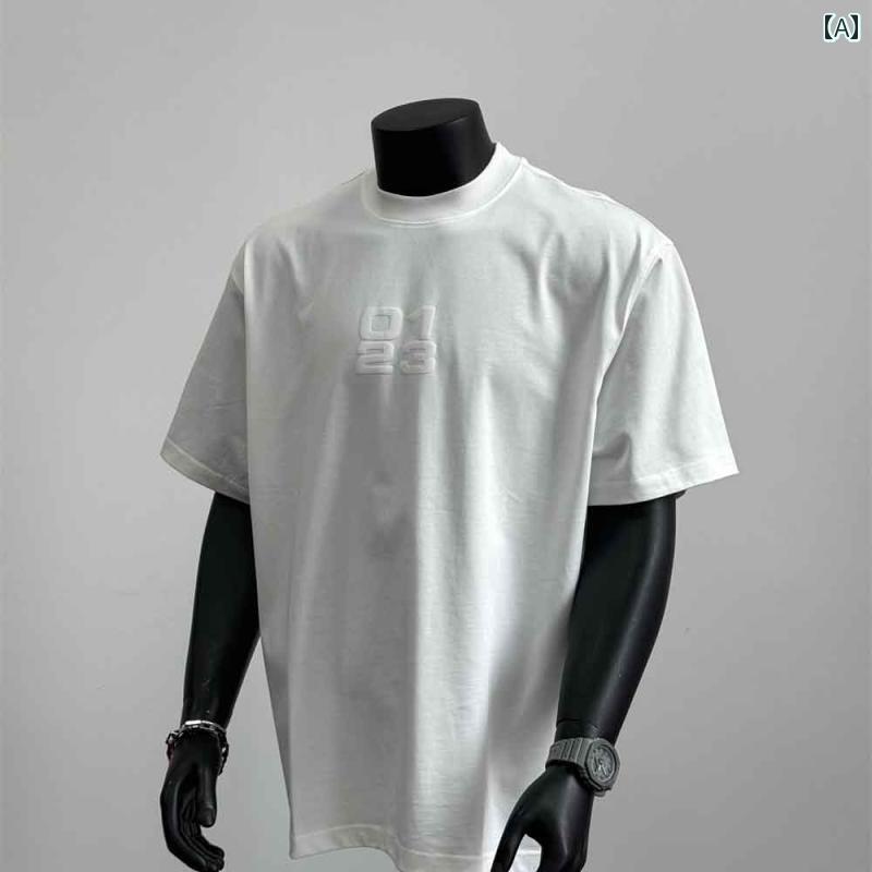 秋冬 コーデ メンズ 服 シンプル ファッション オシャレ 大人 かっこいい 大きいサイズ ストリート 紳士服 ヘビー コットン 半袖 T シャツ アメリカン デジタル プリント ブラック 81