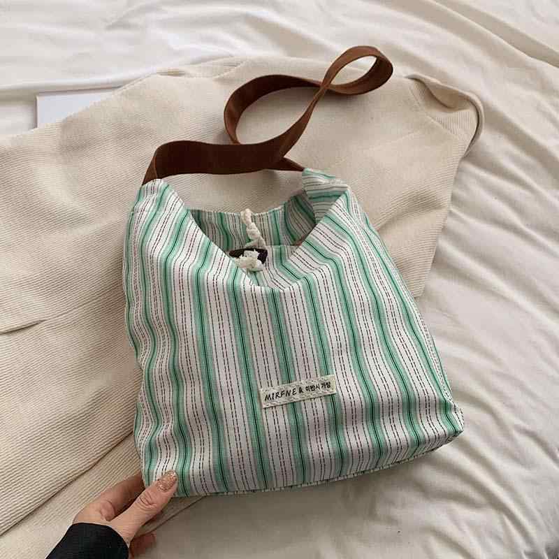 レディース 鞄 カバン バック ファッション オシャレ アイテム 小物 大容 通勤 トート バッグ ストライプ ショルダー バッグ クロスボディ キャンバス バッグ