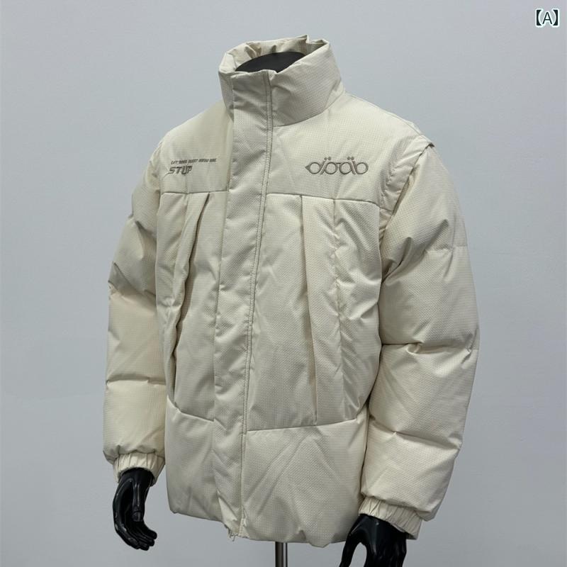 秋冬 コーデ メンズ 服 シンプル ファッション オシャレ 大人 かっこいい 大きいサイズ ストリート 紳士服 アメリカン ツー ウェア 袖 スタンドカラーコットン コート ベージュ MF 22