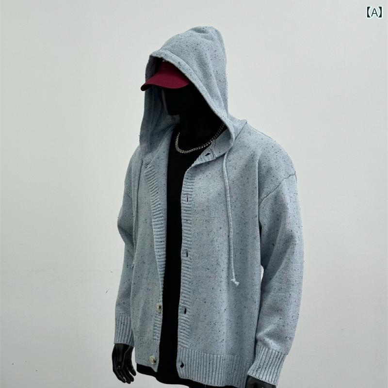 秋冬 コーデ メンズ 服 シンプル ファッション オシャレ 大人 かっこいい 大きいサイズ ストリート 紳士服 アメリカン レトロ フード付き セーター ブルー M 38