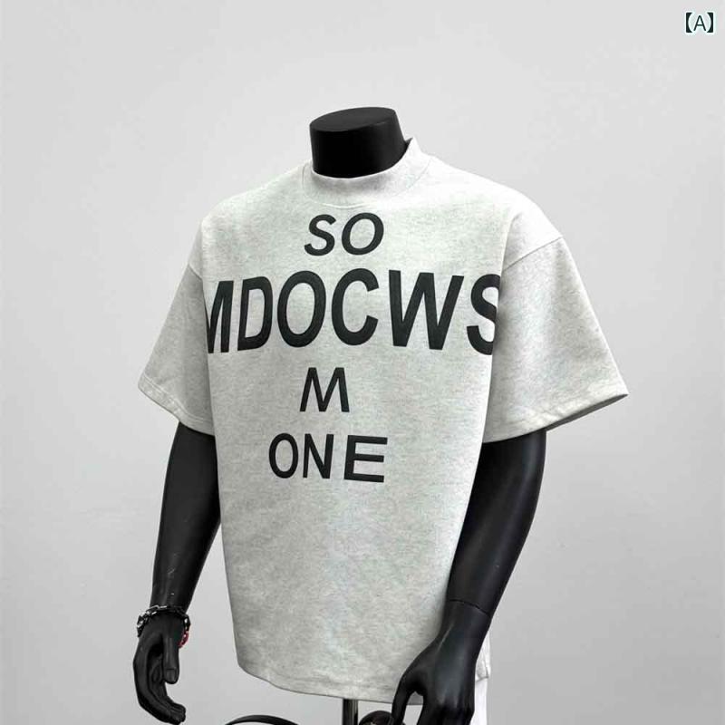 秋冬 コーデ メンズ 服 シンプル ファッション オシャレ 大人 かっこいい 大きいサイズ ストリート 紳士服 ヘビー コットン 半袖 T シャツ アメリカン レター プリント レモン イエロー