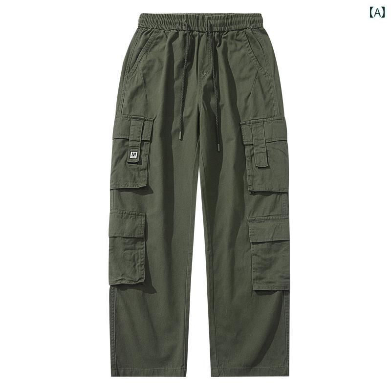 秋冬 コーデ メンズ 服 シンプル ファッション オシャレ 大人 かっこいい 大きいサイズ ストリート 紳士服 マルチ ポケット アウトドア ベルベット ストレート パンツ カジュアル