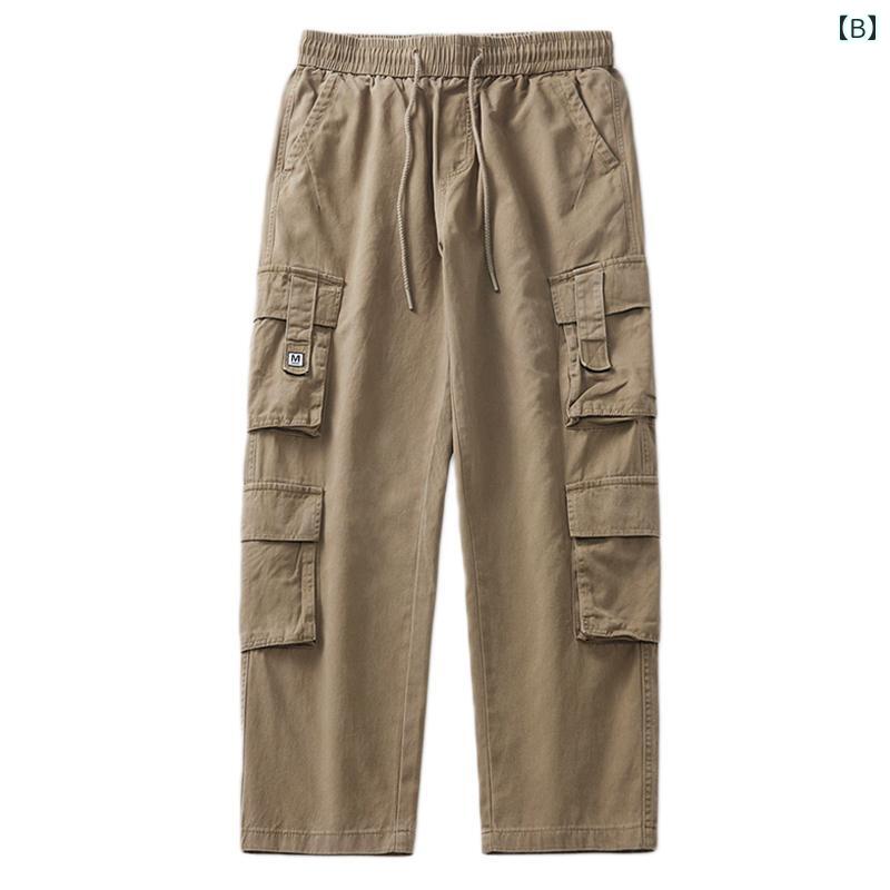 秋冬 コーデ メンズ 服 シンプル ファッション オシャレ 大人 かっこいい 大きいサイズ ストリート 紳士服 マルチ ポケット アウトドア ベルベット ストレート パンツ カジュアル