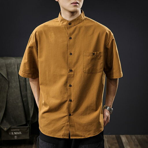 秋冬 コーデ メンズ 服 シンプル ファッション オシャレ 大人 かっこいい 大きいサイズ ストリート 紳士服 アメリカン レトロ テンセル リヨセル 半袖 シャツ ヘンリー カラー T 秋冬 コーデ メンズ 服 シンプル ファッション オシャレ 大人 かっこいい 大きいサイズ ストリート 紳士服 アメリカン レトロ テンセル リヨセル 半袖 シャツ ヘンリー カラー T