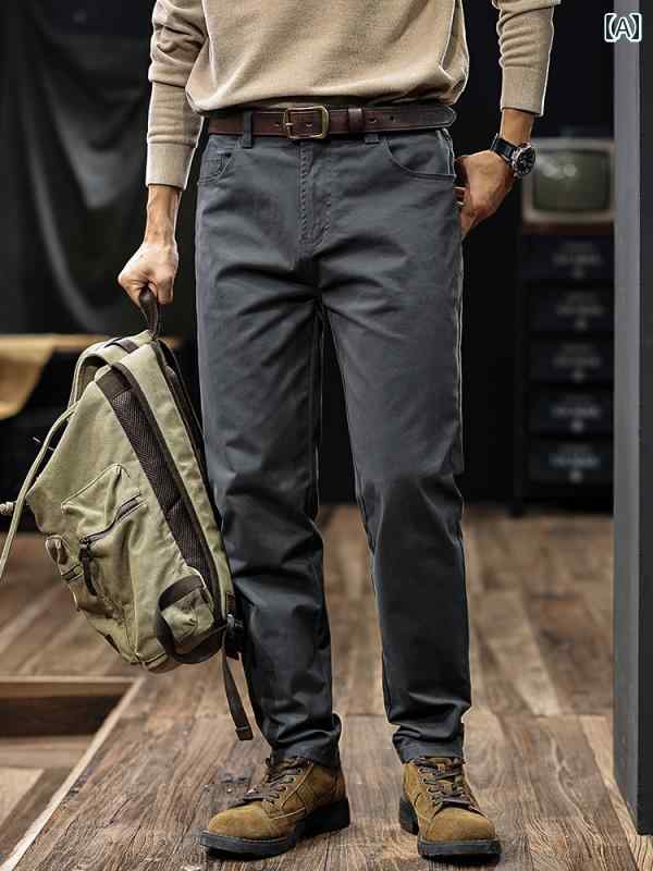 秋冬 コーデ メンズ 服 シンプル ファッション オシャレ 大人 かっこいい 大きいサイズ ストリート 紳士服 綿 ストレッチ カジュアル パンツ アメリカン ヘビーデューティー ストレート レッグ ズボン