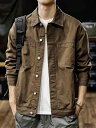 秋冬 コーデ メンズ 服 シンプル ファッション オシャレ 大人 かっこいい 大きいサイズ ストリート 紳士服 アメリカン レトロ ヘビー デニムジャケット ワークジャケット