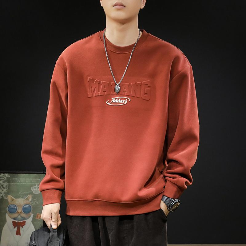 秋冬 コーデ メンズ 服 シンプル ファッション オシャレ 大人 かっこいい 大きいサイズ ストリート 紳士服 辰 服 ヘビー ベルベット ラウンドネック セーター 長袖 シャツ