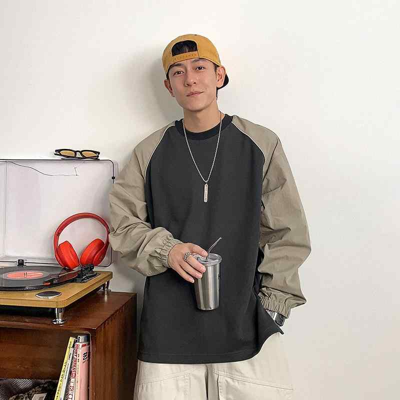 秋冬 コーデ メンズ 服 シンプル ファッション オシャレ 大人 かっこいい 大きいサイズ ストリート 紳士服 320グラム 厚手 綿 通気性 長袖 T シャツ インナーボトム コントラスト トップス