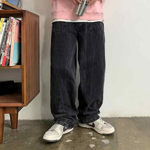 秋冬 コーデ メンズ 服 シンプル ファッション オシャレ 大人 かっこいい 大きいサイズ ストリート 紳士服 プリーツ ブラック ジーンズ ストレート レッグ パンツ ズボン 秋冬 コーデ メンズ 服 シンプル ファッション オシャレ 大人 かっこいい 大きいサイズ ストリート 紳士服 プリーツ ブラック ジーンズ ストレート レッグ パンツ ズボン