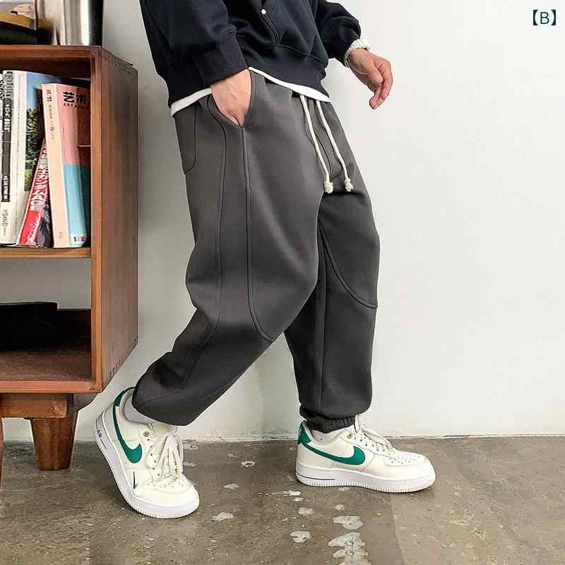 秋冬 コーデ メンズ 服 シンプル ファッション オシャレ 大人 かっこいい 大きいサイズ ストリート 紳士服 黒 ズボン ストリート アメリカン カジュアル パンツ